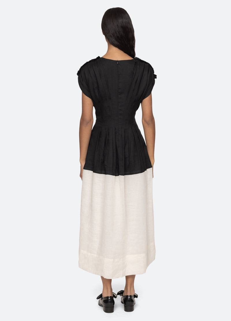 SE Nicola Ramie Contrast Midi Dress