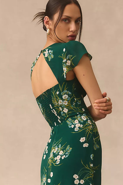 Ref Rosi Viscose Midi Dress in Buena Green Floral