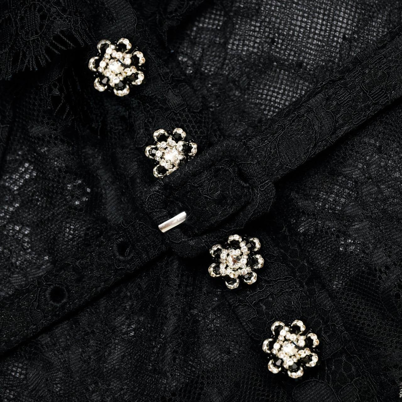 SP Black Lace Ruffle Sheer Maxi Dress