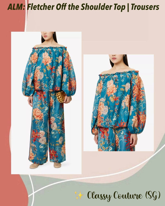 ALM Fletcher Off Shoulder Ramie Top | Viscose Pants | Set