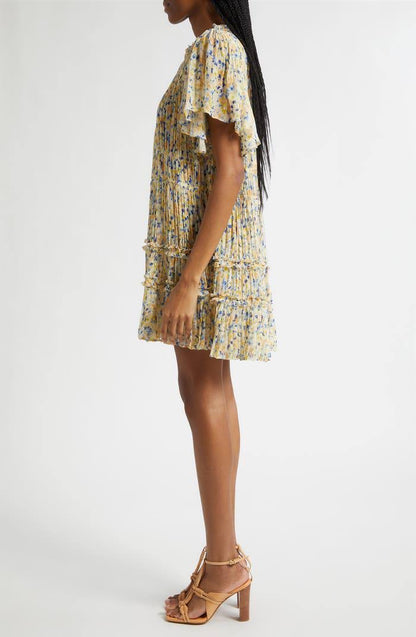 UJ Ryla Floral Silk Chiffon Mini Dress