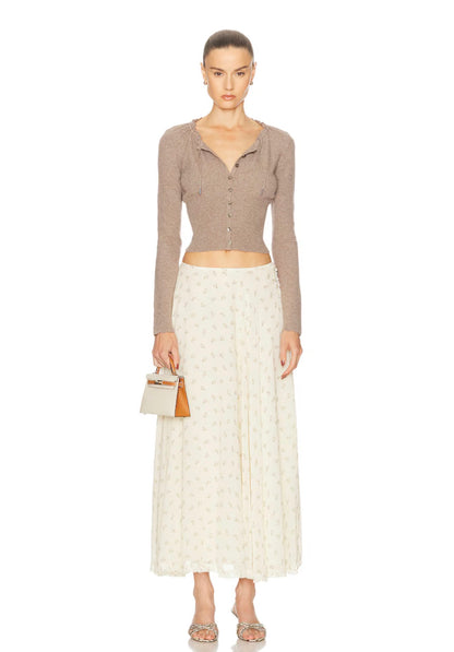 MP Drawstring Wool-Viscose Fitted Cardigan in Kitten Grey