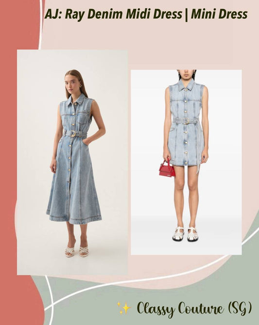AJ Ray Denim Mini | Midi Dress