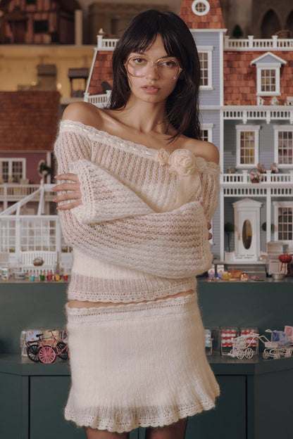 MP Little Lamb Knit Off Shoulder Top | Mini Skirt | Set