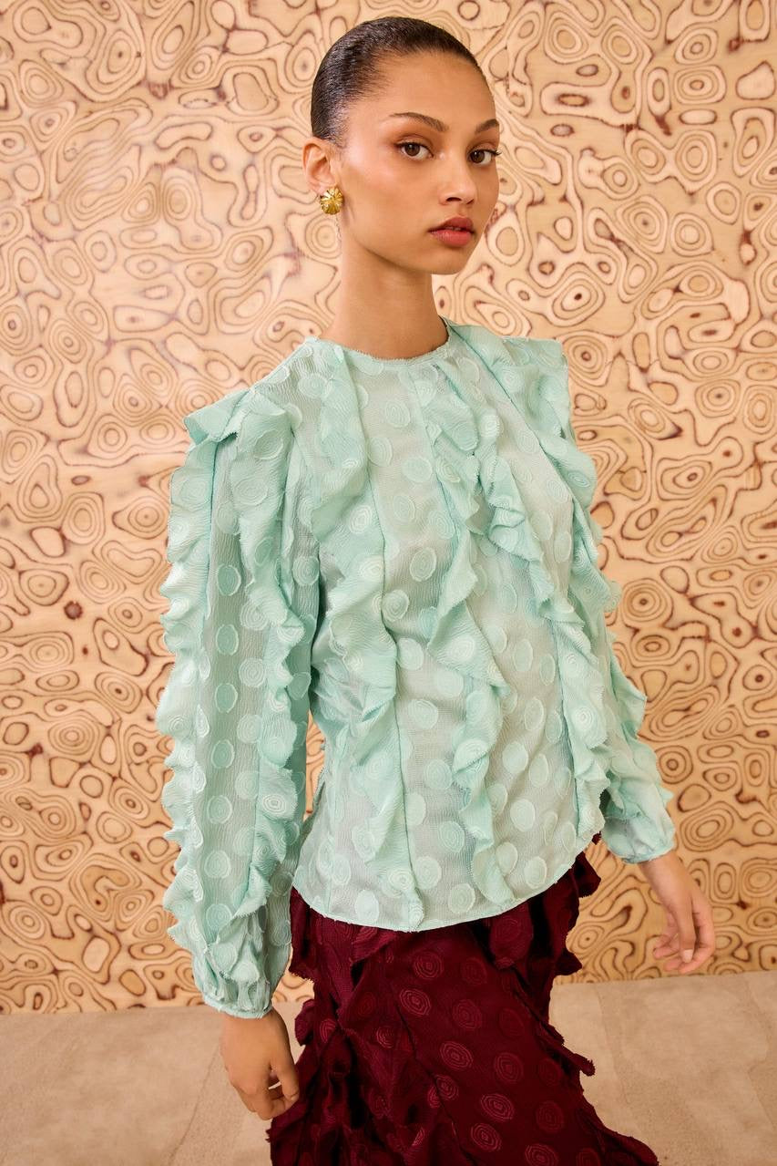 UJ Della Cascading Ruffle Blouse