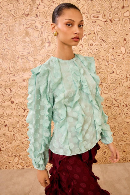 UJ Della Cascading Ruffle Blouse