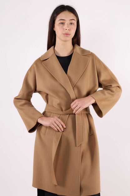 MM Civada Double-faced Brown Wool Robe Short Coat