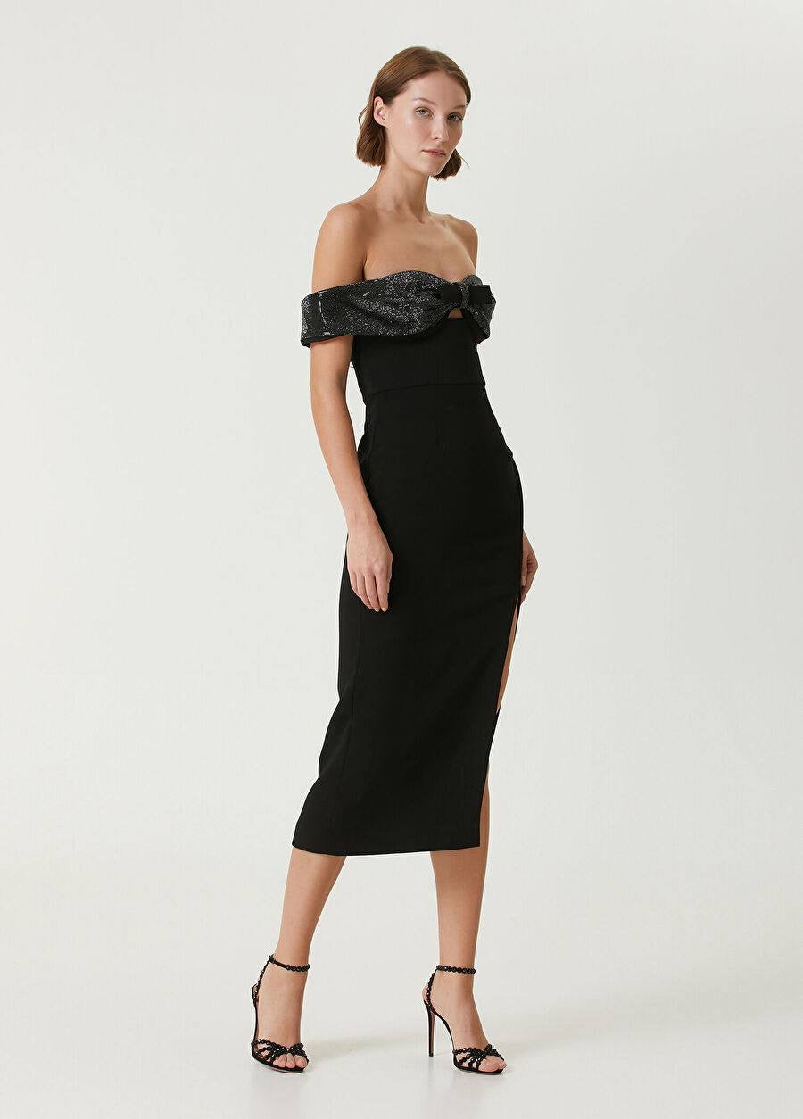 SP Off-The-Shoulder Bow Crepe Midi Dress | Mini Dress | Top