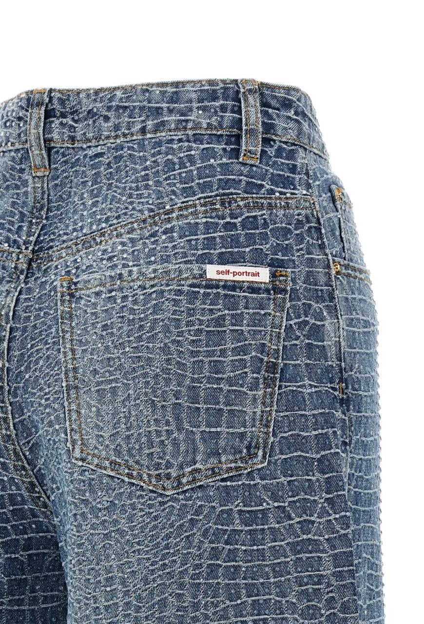 SP Rhinestone Croc Effect Wide Leg Jeans (belt not included)