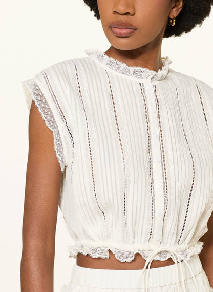CP Cropped Lace Top | Short Frill Shorts | Ramie-Cotton Set