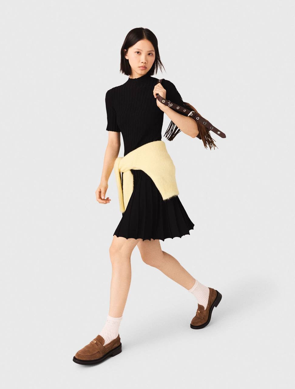 MJ Raffina Viscose-blend Knit Short Sleeve Clover Mini Dress