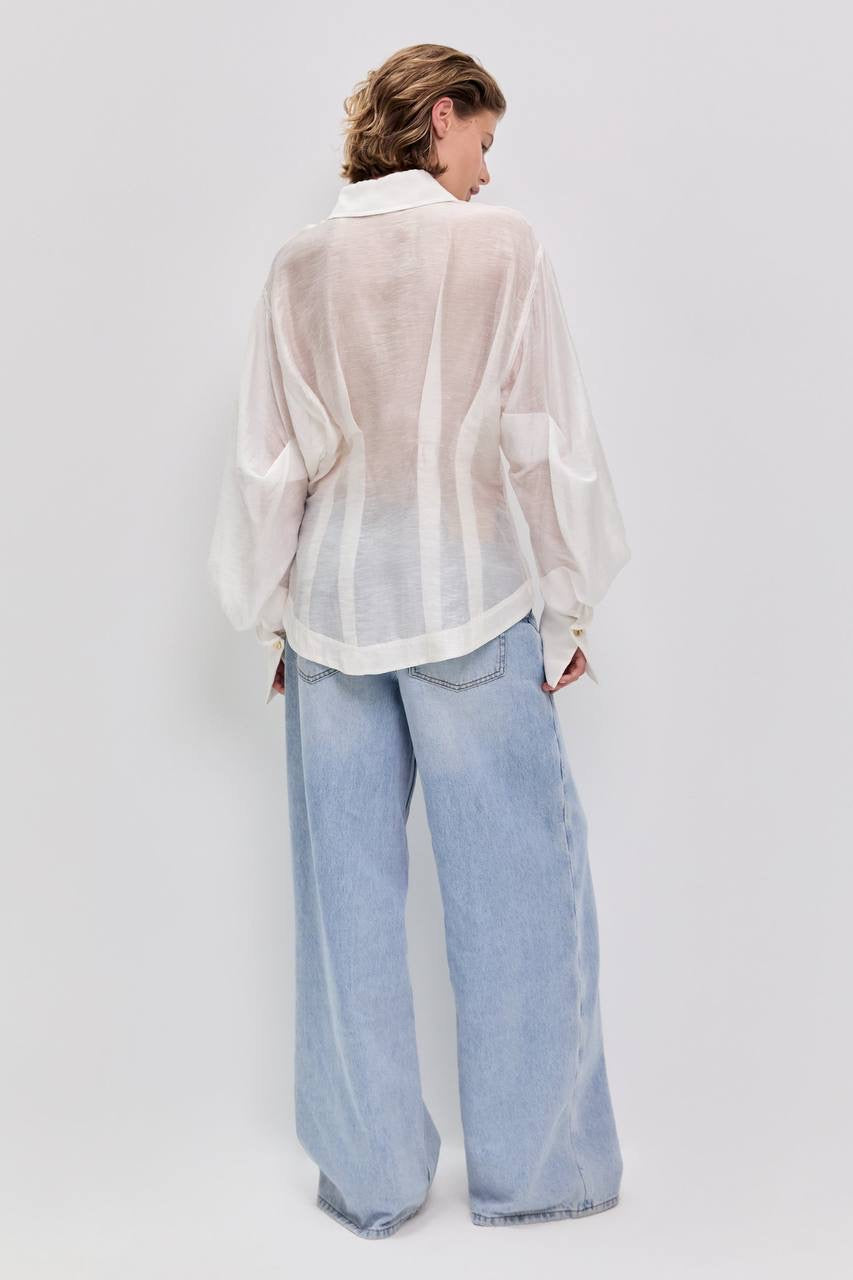AJ Murphie Linen Blend Tailored Long Sleeve Shirt