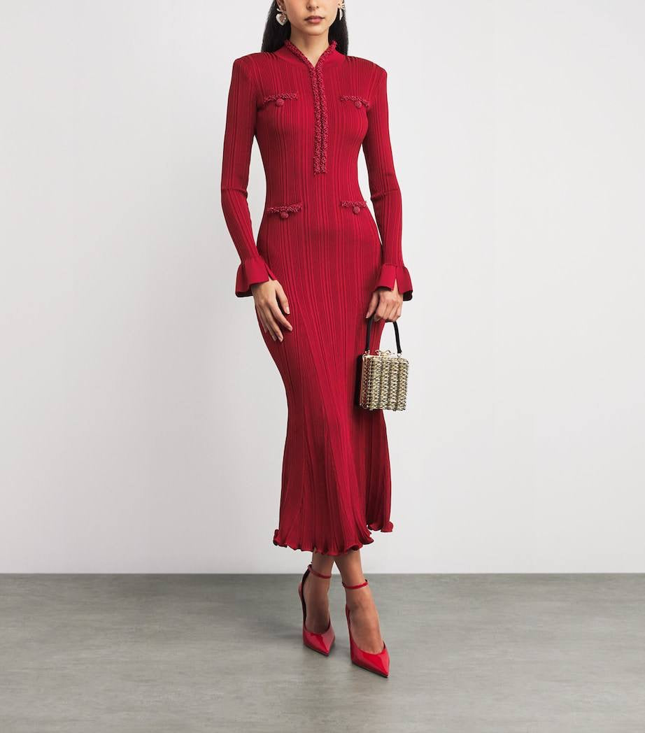 SP Red Knitted Embellished Midi Maxi Dress