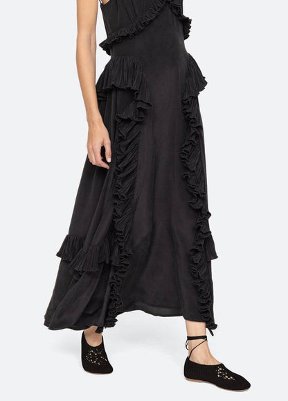 SE Delilah Chiffon Ruffle Midi Maxi Dress