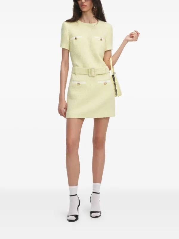 SP Yellow Boucle Belted Tweed Mini Dress