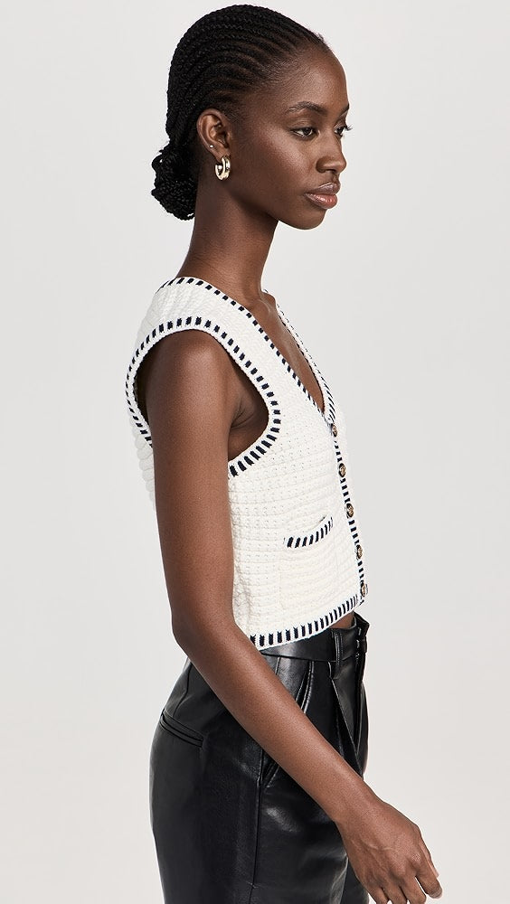 BA Gustave Sleeveless Cotton-blend Knit Cropped Vest