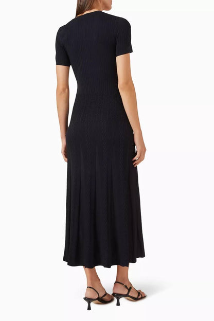 SD Milla Viscose Knit Midi Dress in Navy blue & Wine red