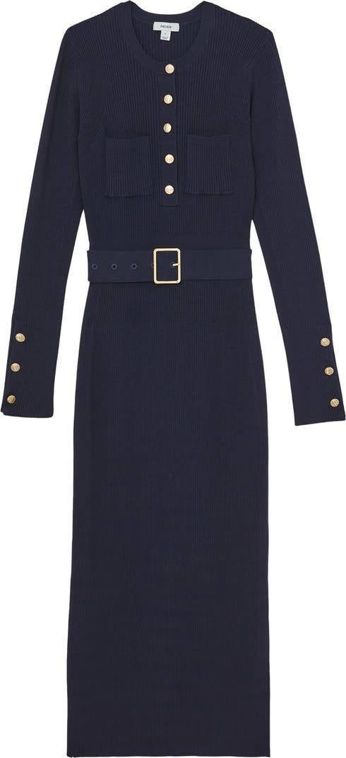 RS Willow Buttoned Rib Knit Midi Dress