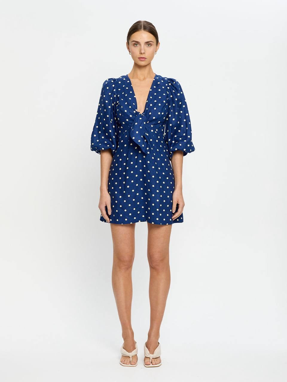 KV Lily Linen Polka Dot Mini Dress