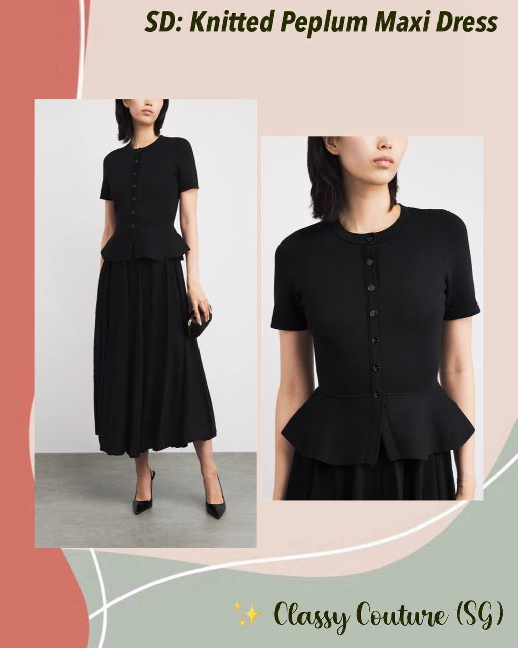SD Knitted Peplum Viscose-blend Midi Maxi Dress