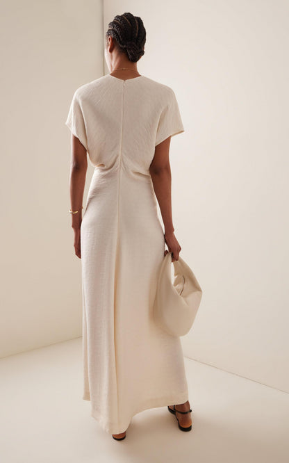 3 Colours! Tot Slouch Waist Crinkled Viscose-Blend Midi Dress