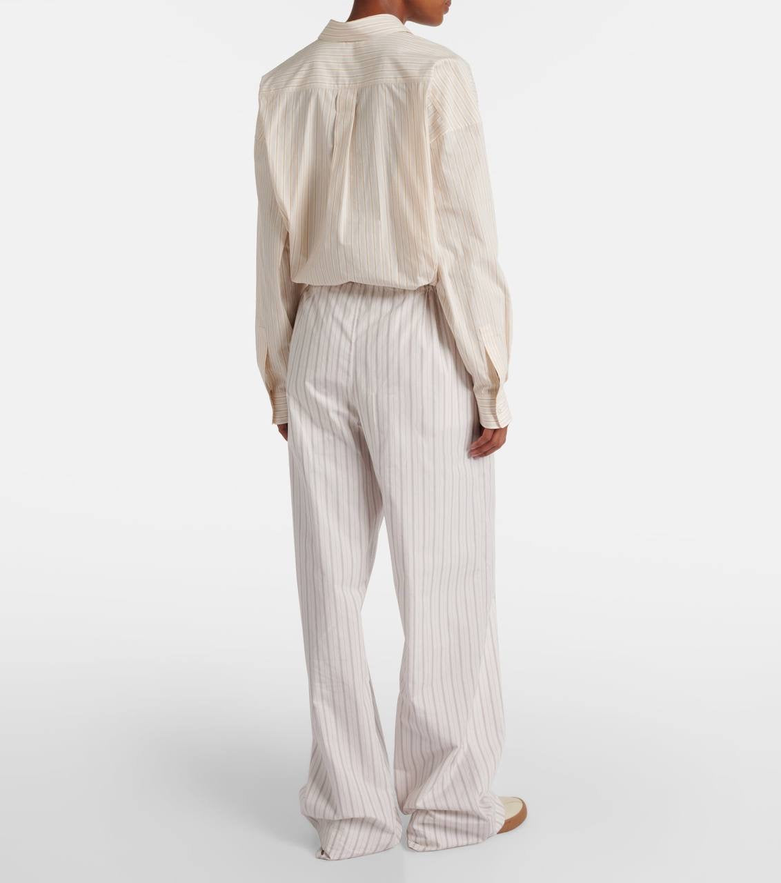 TR Hypnosta Striped Cotton Poplin Wide Leg Pants