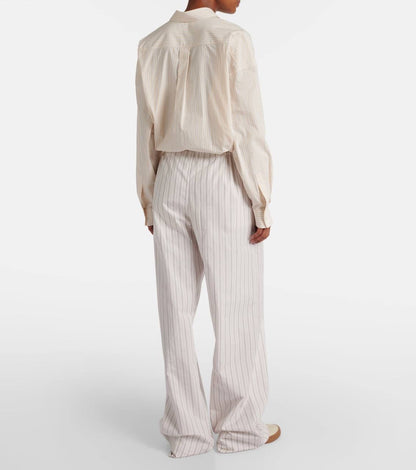 TR Hypnosta Striped Cotton Poplin Wide Leg Pants