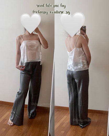 SL Bias Cut Pants in Grey Pearl & Aster Floral - Thick 19 Momme Silk