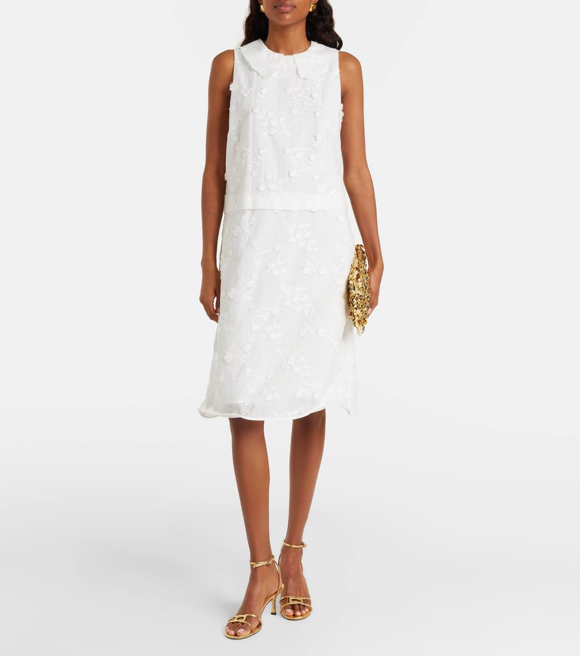DS Light Volumes Sleeveless Cotton Shift Midi Dress