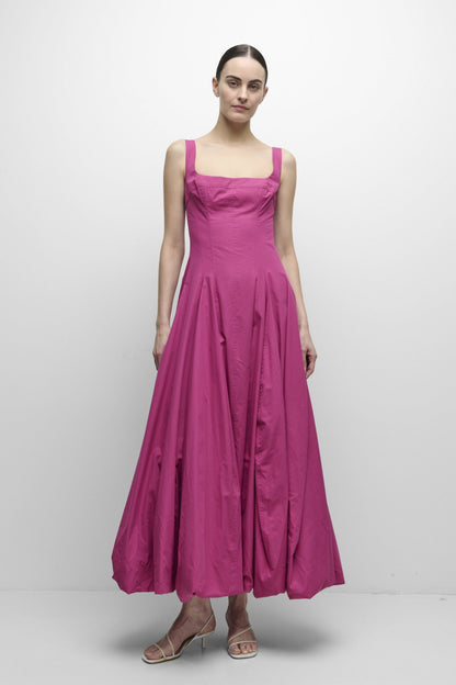 3 Colors! SK Hally Bubble Cotton-blend Midi Dress
