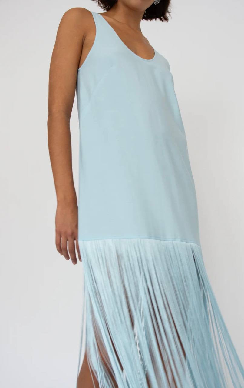 ML Tassel Lyocell-blend Fringe Slip Midi Dress