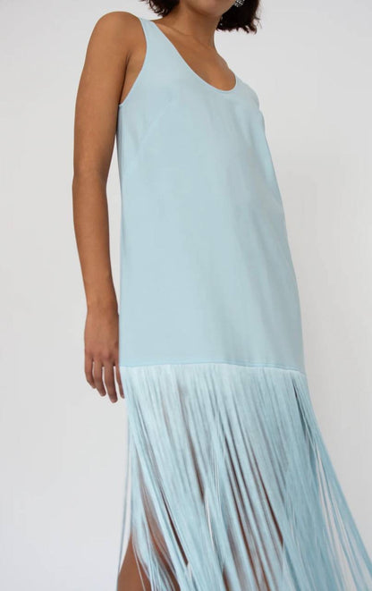 ML Tassel Lyocell-blend Fringe Slip Midi Dress