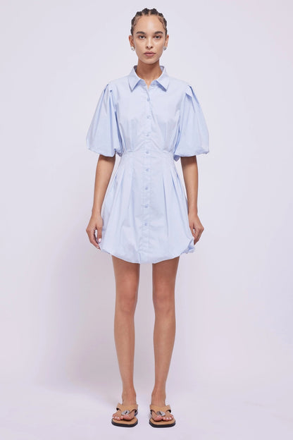 Jon Sim Cleo Balloon Mini Dress Cotton Poplin