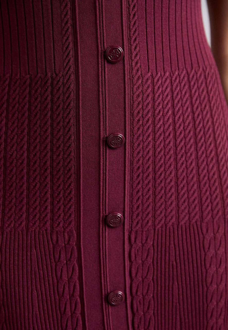 SD Milla Viscose Knit Midi Dress in Navy blue & Wine red