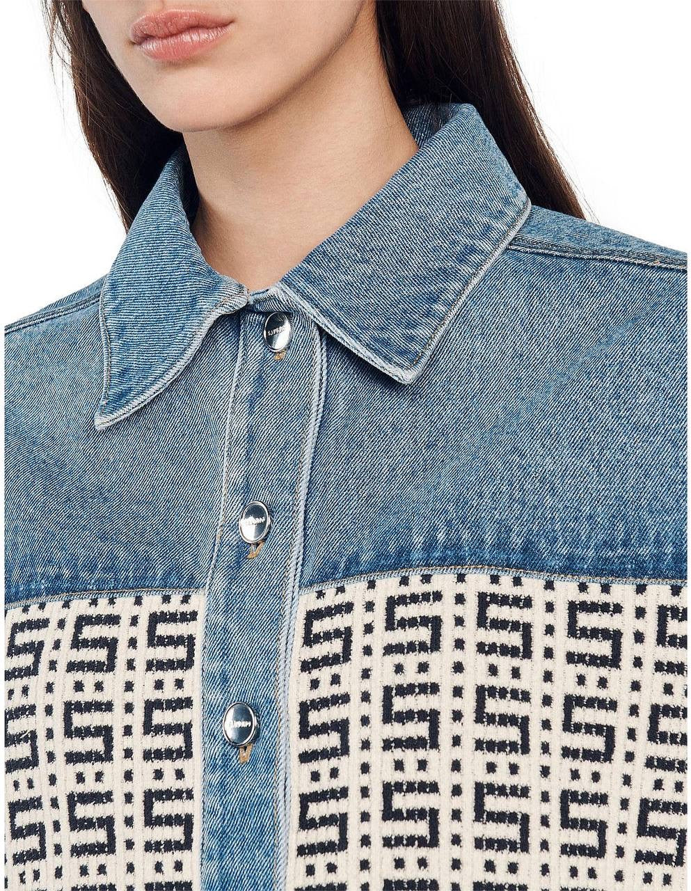 SD Cordoue Logo Jacquard Denim Cropped Jacket