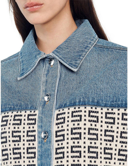 SD Cordoue Logo Jacquard Denim Cropped Jacket