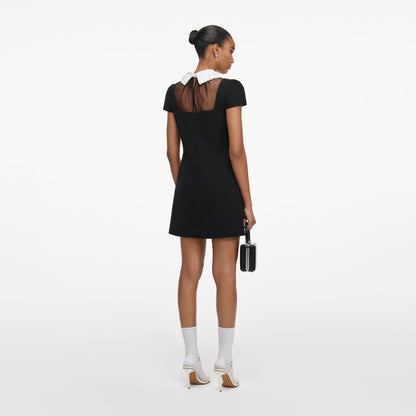 SP Black Crepe Bow Collar Mini Dress