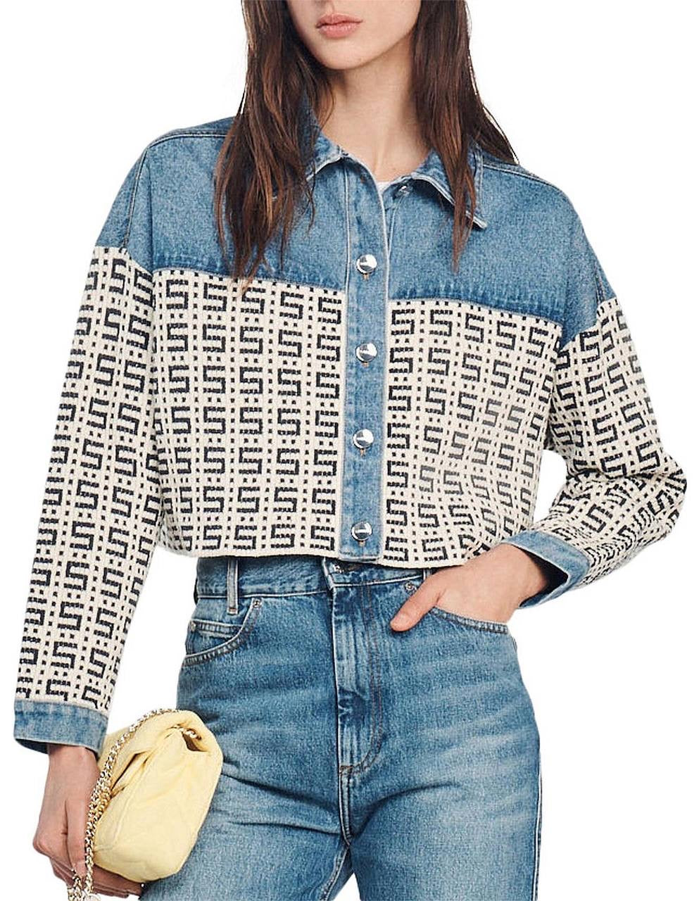 SD Cordoue Logo Jacquard Denim Cropped Jacket