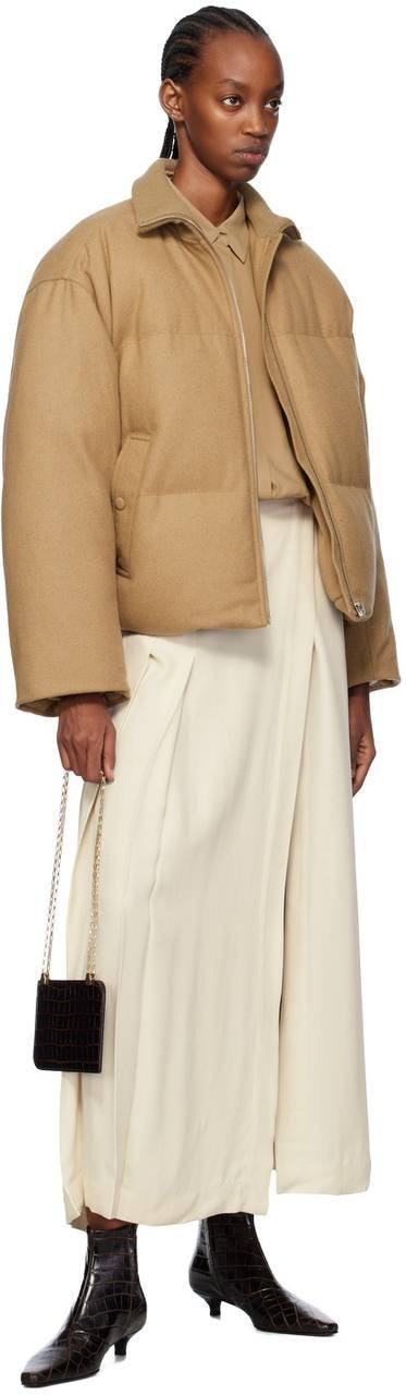 TOT Funnel Neck Down-filled Flannel-Wool Parka Puffer Jacket