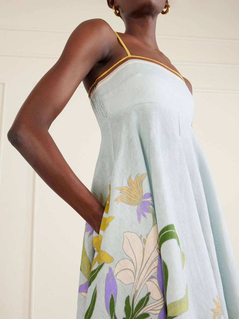 ALM Alfie Linen Sleeveless Sundress Midi Dress