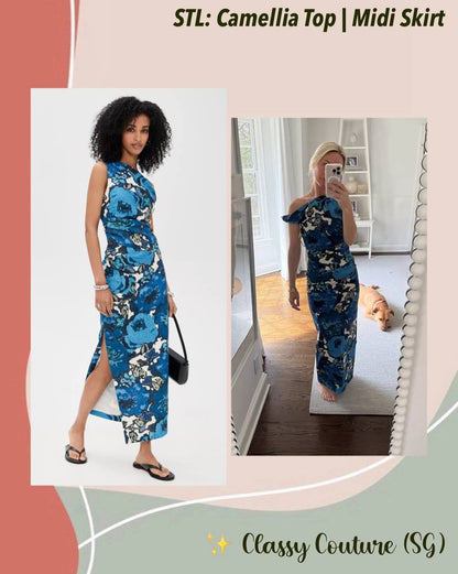 STL Camellia Top | Midi Skirt | Set