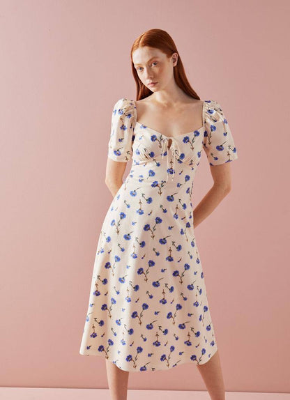 LKB Phelia Cotton-Blend Sweetheart Midi Dress