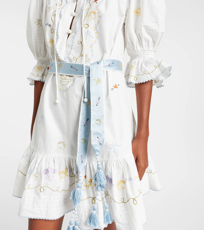 ALM Giulia Embroidered Cotton Mini Dress