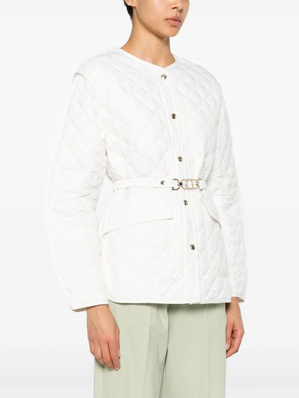 MC Corinto Short Down Belted Jacket with Diamond Quilting