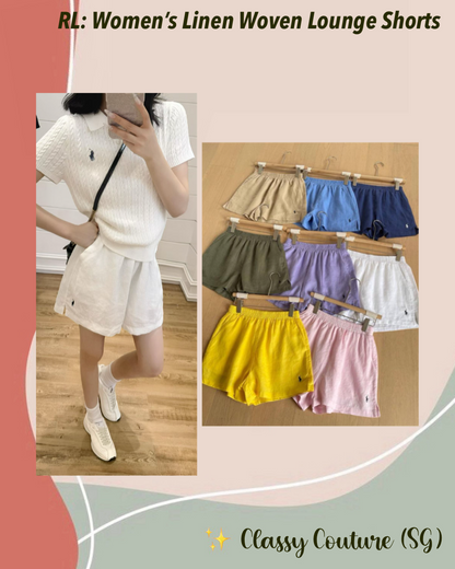8 Colors! RL Women’s Linen Woven Lounge Shorts