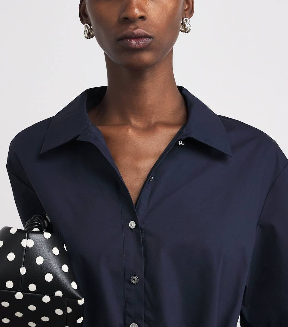 MJ Romimita Short-Sleeved Cotton Bubble Drawstring Mini Dress Shirtdress