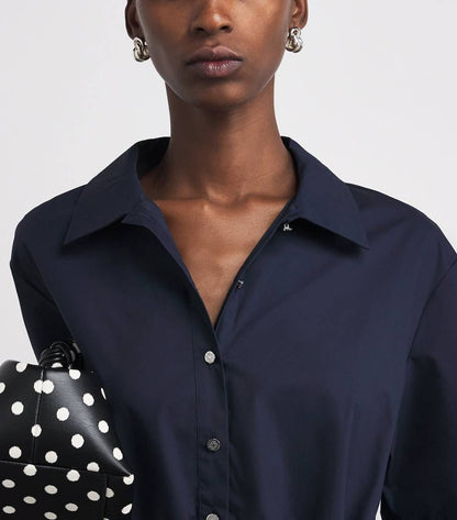 MJ Romimita Short-Sleeved Cotton Bubble Drawstring Mini Dress Shirtdress