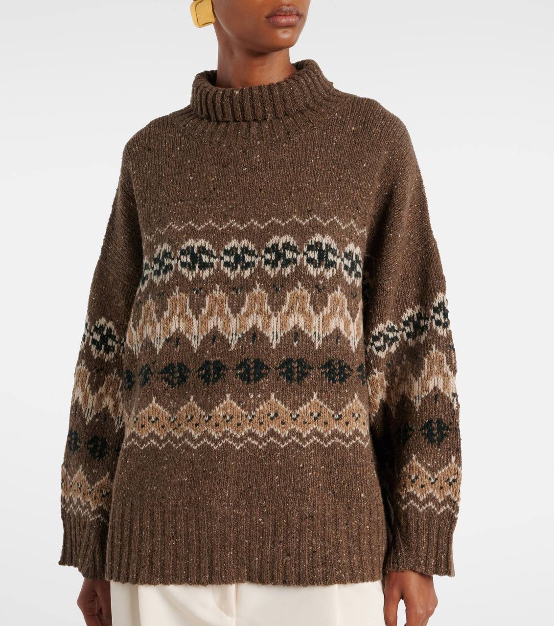ATZ Cecie Fair Isle Wool-Blend Mock Neck Sweater Pullover