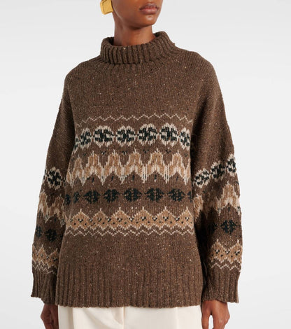 ATZ Cecie Fair Isle Wool-Blend Mock Neck Sweater Pullover
