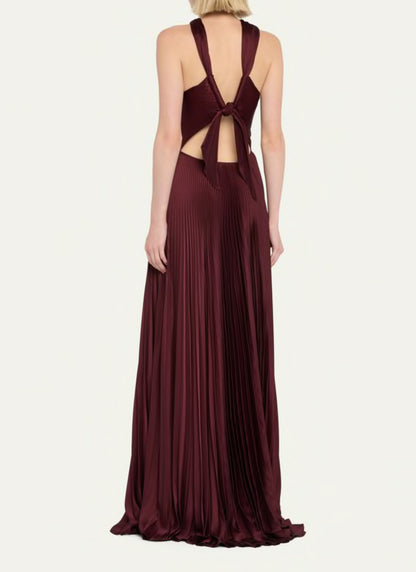 ALC Athena Pleated Halter A-Line Maxi Dress